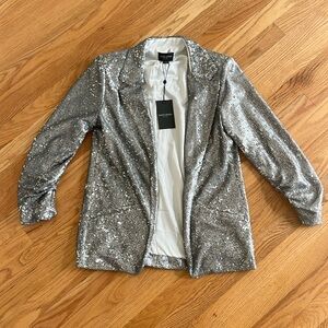 David Lerner sequin silver jacket Hailey oversized blazer